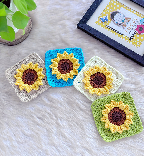 3D Sunflower Granny square