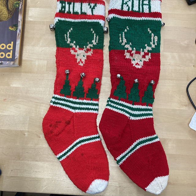 Santa and Reindeerhead Christmas Stocking #6204C