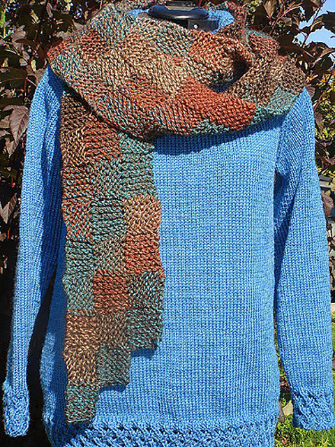 garter stitch entrelac scarf