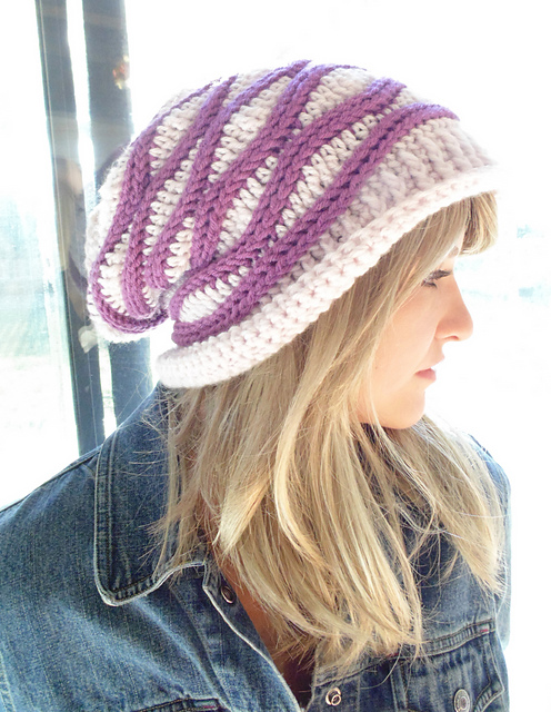 Cabled Wrap Crochet Slouchy Hat