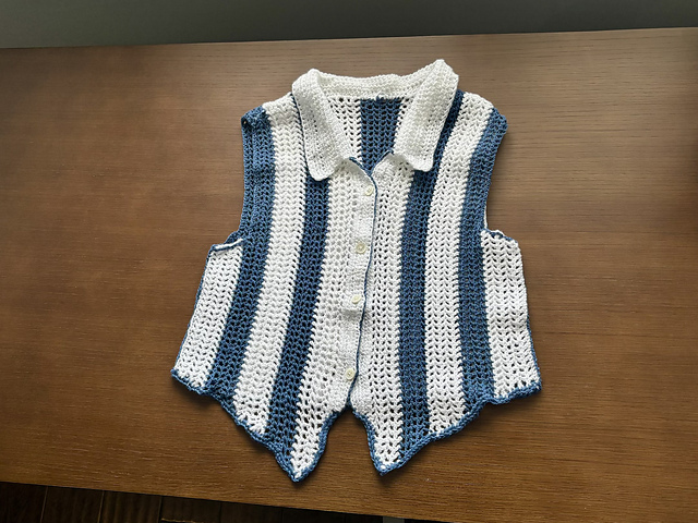Summer Mesh Polo Crochet Vest