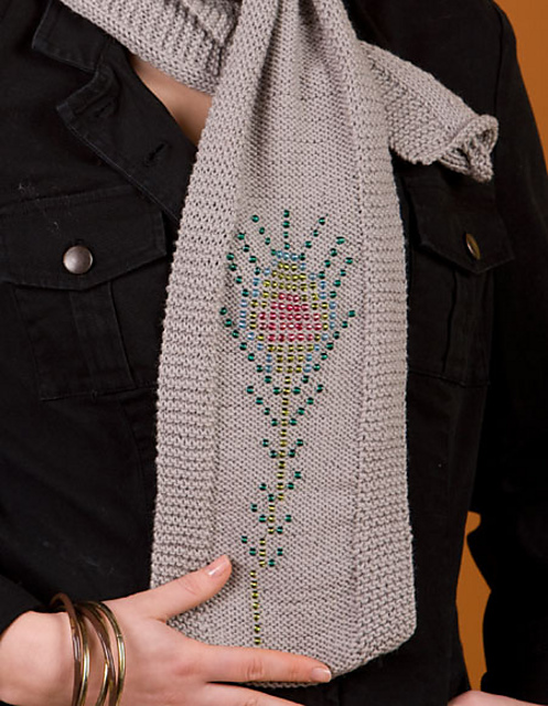 Beaded Peacock Feather Scarf