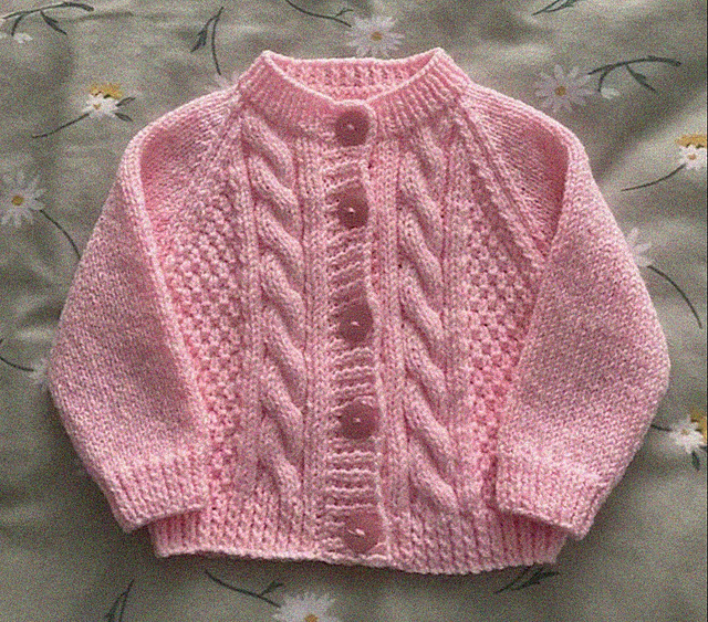 Cable and Moss Baby Cardigan