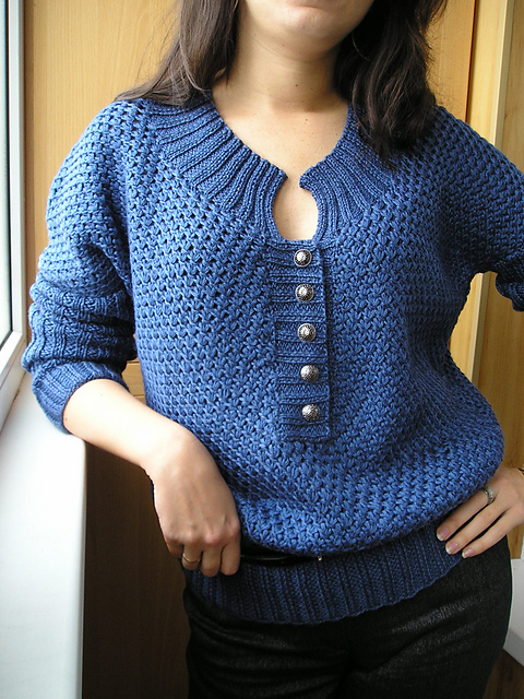 # 19 Polo Sweater with Band Collar