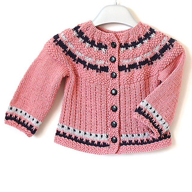Baby Cardigan Color Work