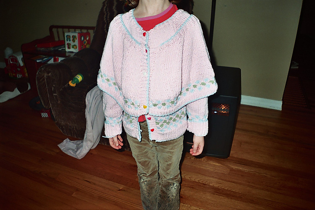 Girl's Raglan Cardigan with Capelet
