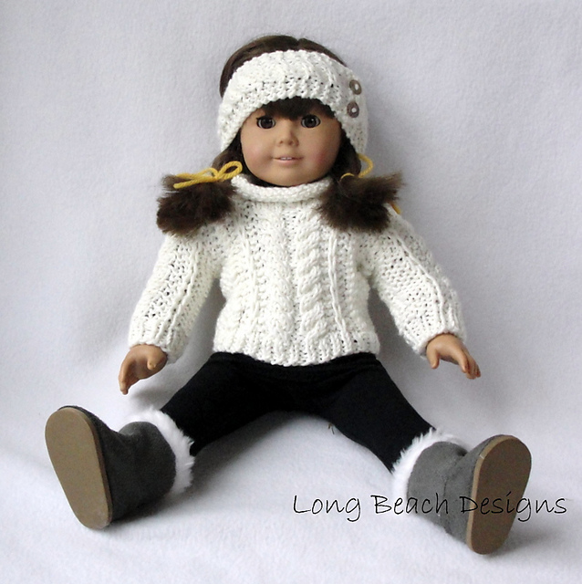 Doll Aran Sweater and Warmer