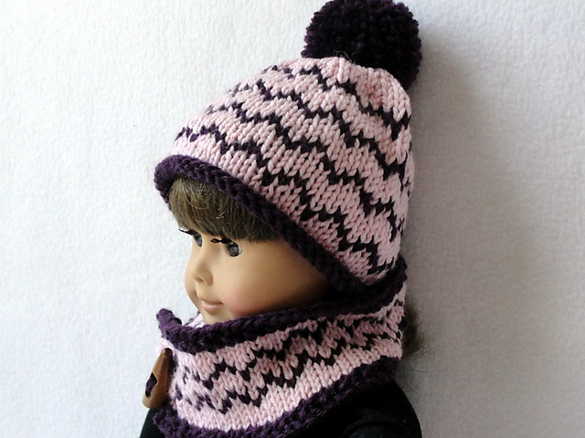Doll Chevron Beanie and Warmer