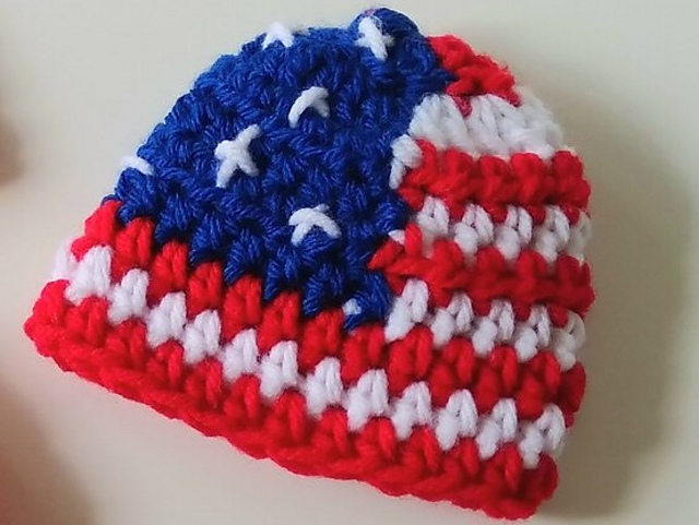 Micro Preemie and Preemie USA Flag Beanie