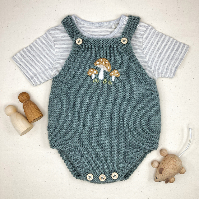 Ravelry: Toadstools Embroidered Romper pattern by Julie Taylor