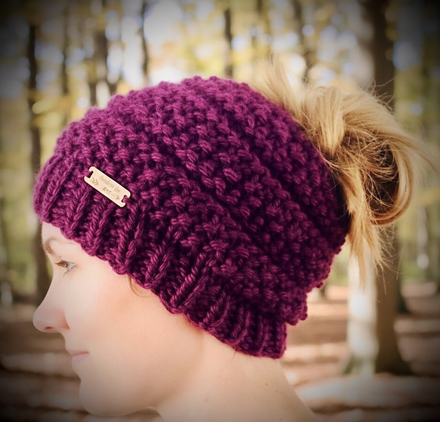 Honeycomb Love Messy Bun Beanie