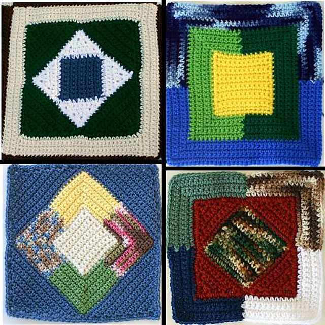 Four Scrap Yarn Blocks