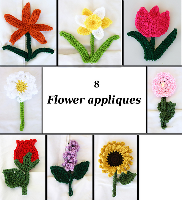8 Flower Appliques