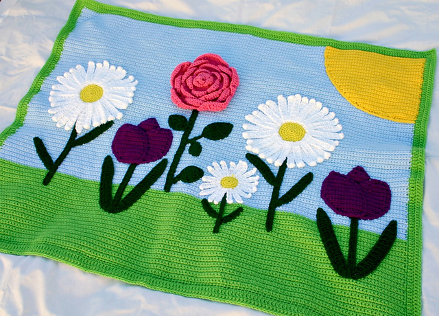 Spring scene afghan