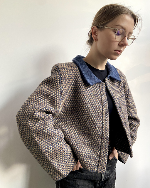 ミリタリースタイル 黒 ウール混紡ジャケット Ravelry: Soigné jacket pattern by lowkey.bold.knit