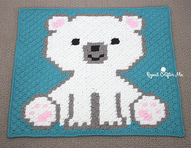 Polar Bear Cub Crochet C2C Blanket