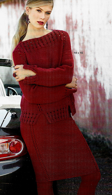 # 14/15 Pull et jupe rouge tomate
