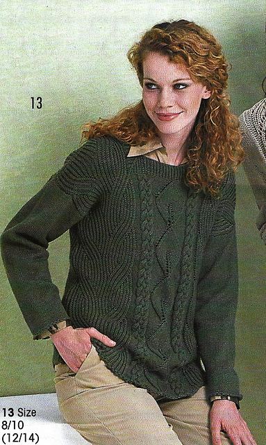 # 13 Sweater in olive with Patterned stripes