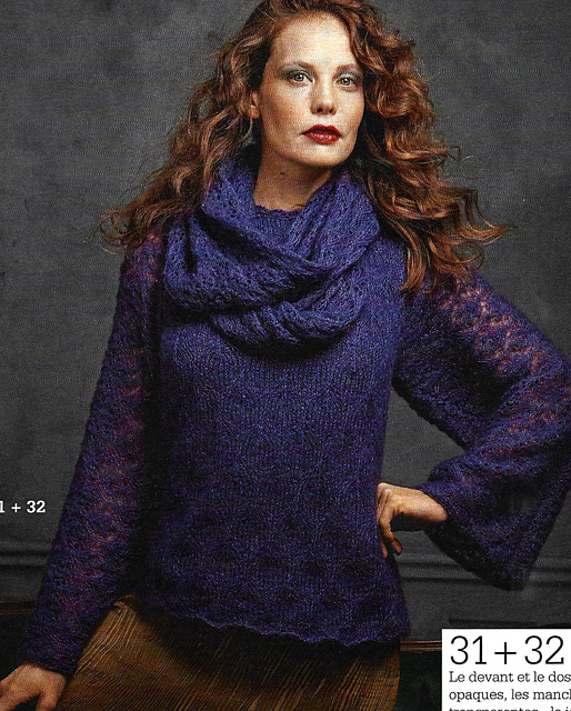 # 31/32 Pull couleur prune avec écharpe tube