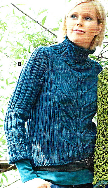 # 08 Pull bleu pétrole à côtes et torsades