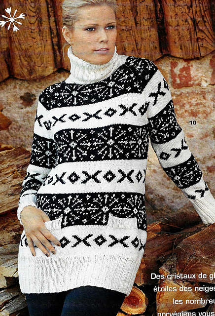 # 10 Pull jacquard en noir/nature