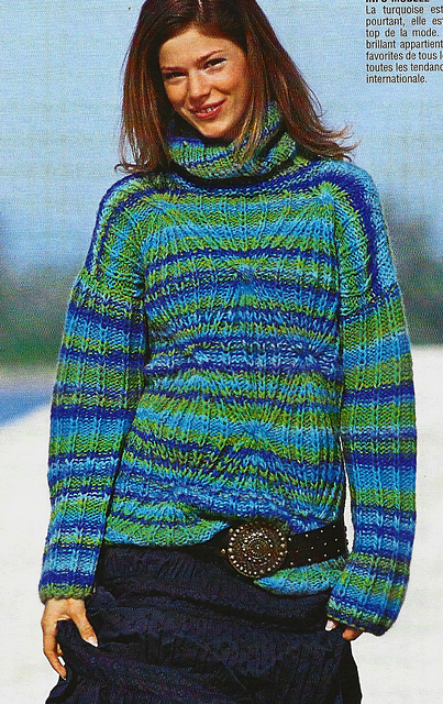 # 18 Sweater Blue-green, Cable Fisherman's Rib
