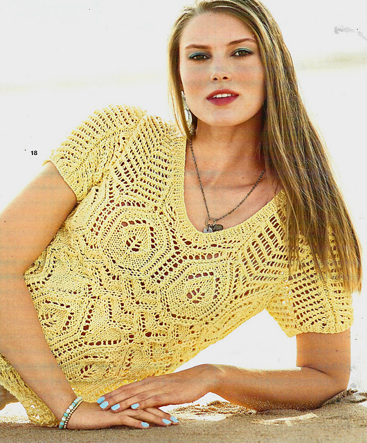 # 18 Pull jaune motif ajouré