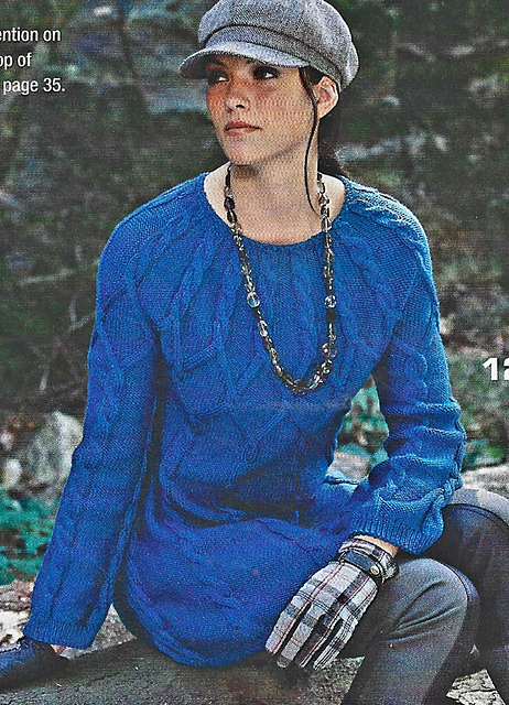 # 12 A-line Cabled Sweater in Petrol