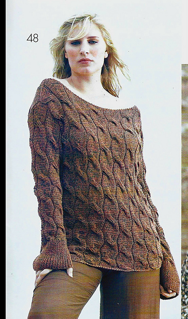 # 48 Pull à torsades en fil ruban