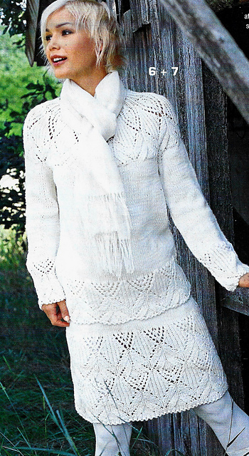 # 06/07 Sweater and Skirt in Wool-White