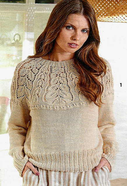 # 01 Pull encolure ronde motif dentelle