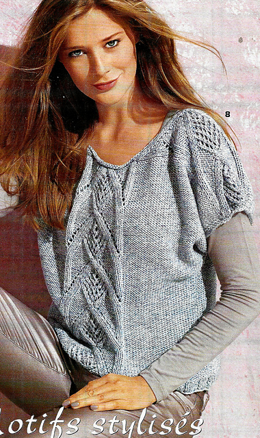 # 08 Pull manches courtes rayures ajourées