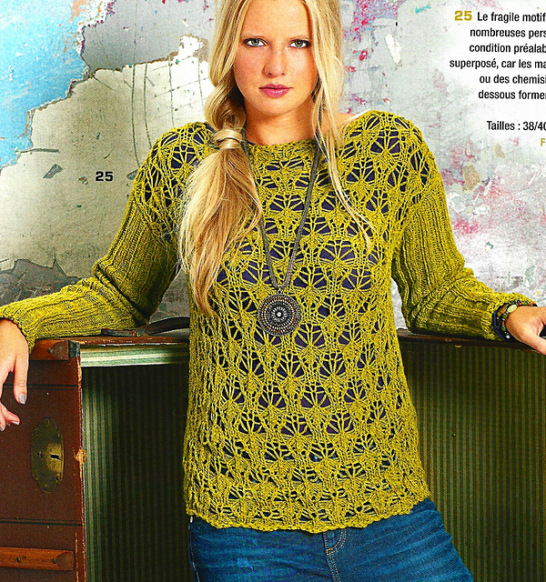 # 25 Pull motif ajouré couleur curry