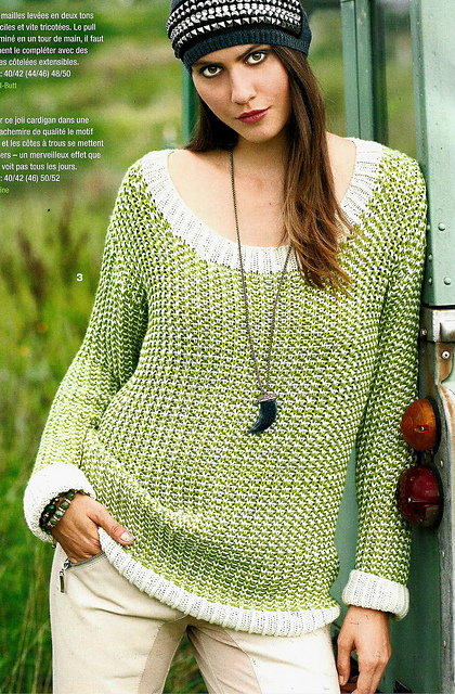 # 03 Pull rayé à mailles levées