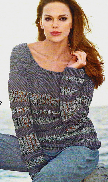 # 19 Pull motif perlé avec rayures ajourées