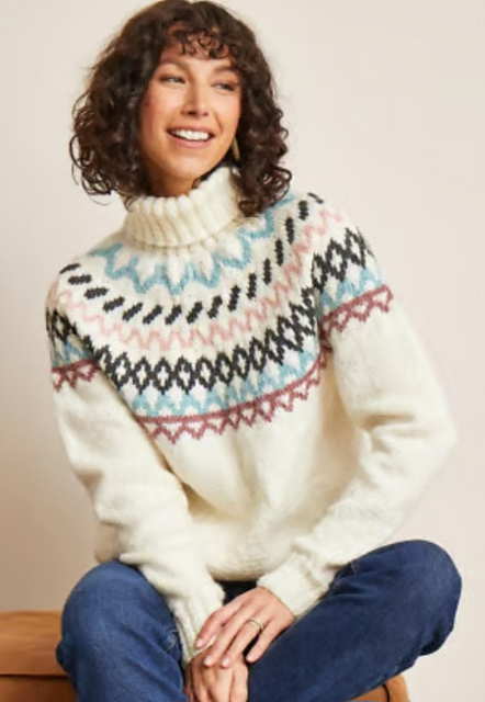 M6477  Pull Jacquard Empiècement Daphné