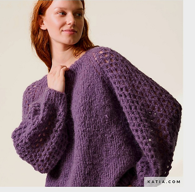 Lace-Sleeved Sweater Knit in the Round