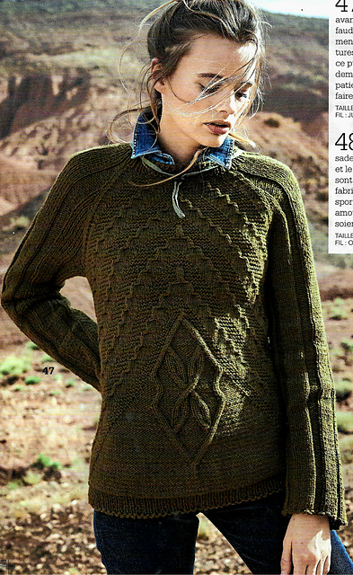 # 47 Pull raglan motif en diagonale
