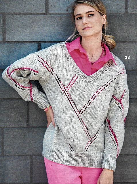 # 28 Pull ajouré, contours au crochet