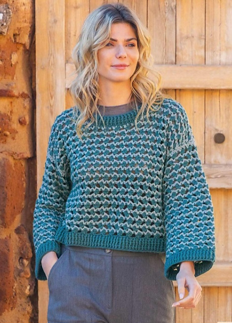 Fantasy Striped Sweater (Pull au crochet)