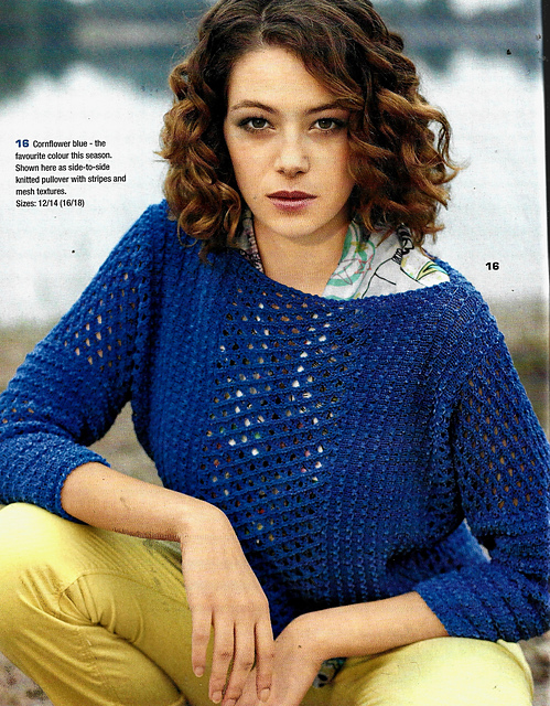 # 16 Sideways Knitted Blue Pullover