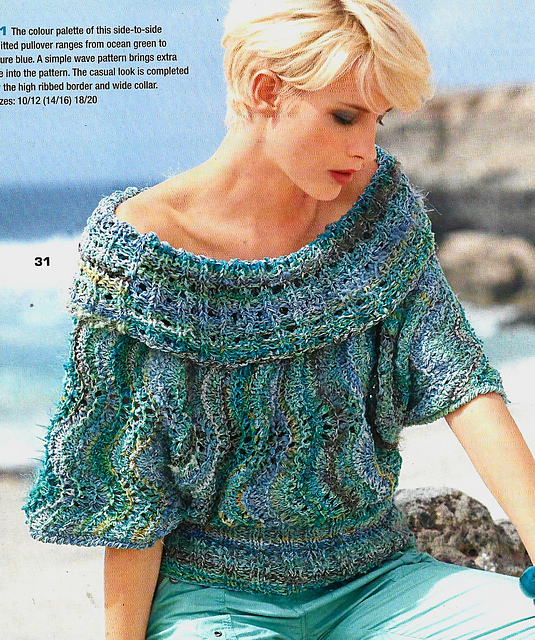 # 31 Poncho Pullover in Mottled Turquoise