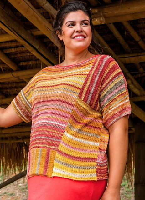 Plus-Size Patchwork Top