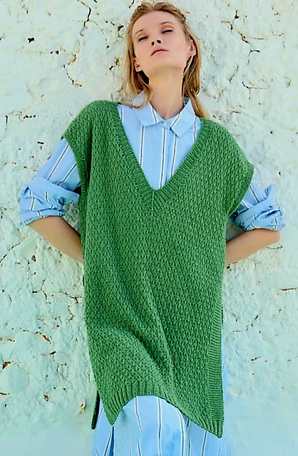 Oversized Long Vest (Pull encolure en V)