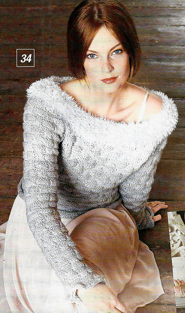 # 34 Pull raglan argenté, au point natte