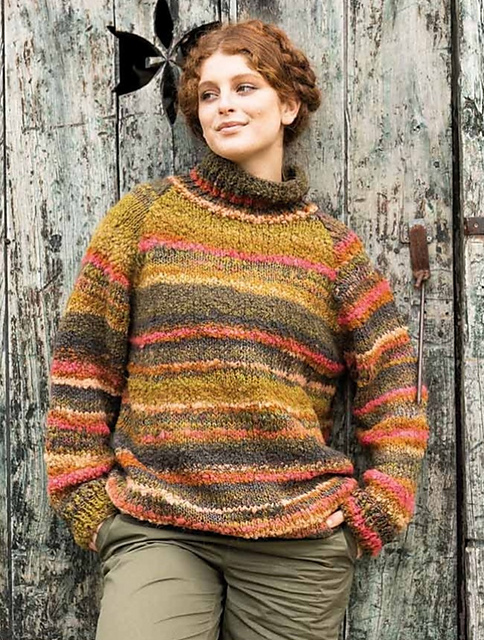 High-Neck Multicoloured Textured Sweater