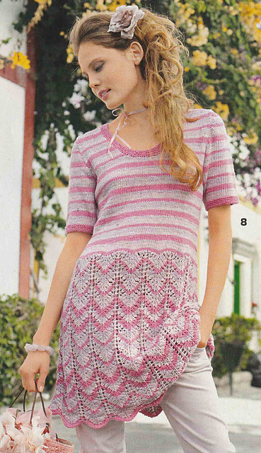 # 08 Striped Dress with Shell Pattern