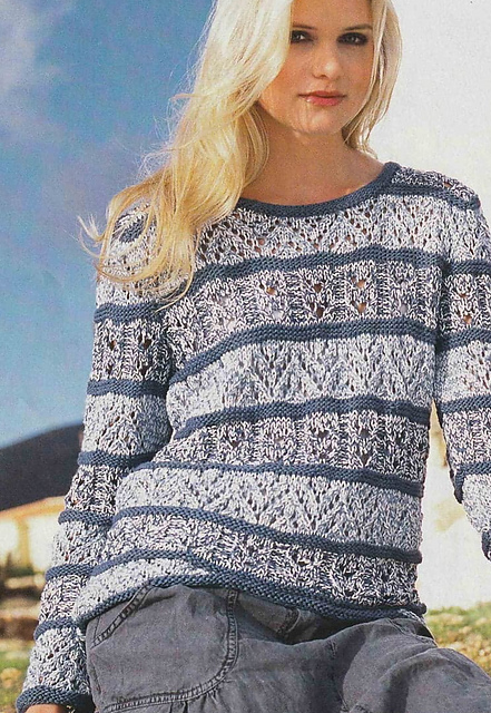 # 20 Ajoure pattern sweater in mottled blue