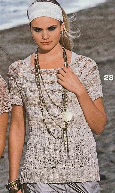 # 28 Sweater with Round yoke in beige