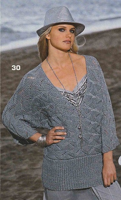 # 30 Cross-knitted sweater with Ajouré pattern
